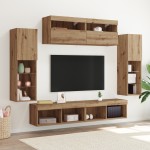 Dulapuri TV vidaXL cu lumini LED 2 piese Stejar 80x30x30 cm Dulapuri TV vidaXL cu lumini LED 2 piese Stejar 80x30x30 cm