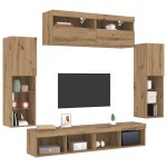 Dulapuri TV vidaXL cu lumini LED 2 piese Stejar 80x30x30 cm Dulapuri TV vidaXL cu lumini LED 2 piese Stejar 80x30x30 cm