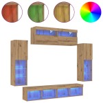 Dulapuri TV vidaXL cu lumini LED 2 piese Stejar 80x30x30 cm Dulapuri TV vidaXL cu lumini LED 2 piese Stejar 80x30x30 cm