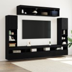 vidaXL Set Dulap pentru Televizor Montat pe Perete 6 pcs Stejar negru vidaXL Set Dulap pentru Televizor Montat pe Perete 6 pcs Stejar negru