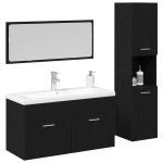 vidaXL Set de mobilier pentru baie 3 pcs Stejar Negru Lemn compozit