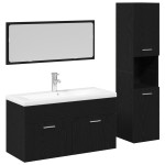 vidaXL Set de mobilier pentru baie 3 pcs Stejar Negru Lemn compozit