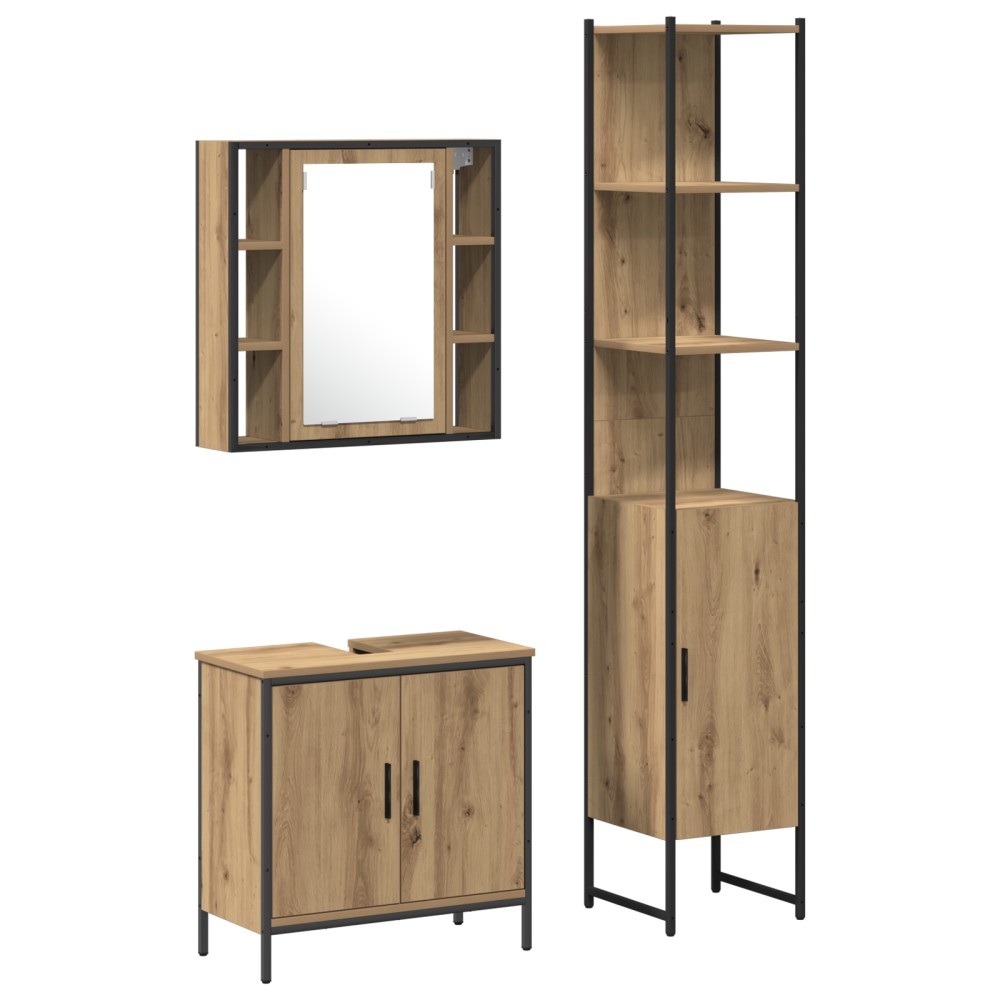 vidaXL Cabinet baie Stejar artizanal 33x33x185.5 cm Lemn prelucrat