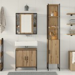 vidaXL Cabinet baie Stejar artizanal 33x33x185.5 cm Lemn prelucrat vidaXL Cabinet baie Stejar artizanal 33x33x185.5 cm Lemn prelucrat