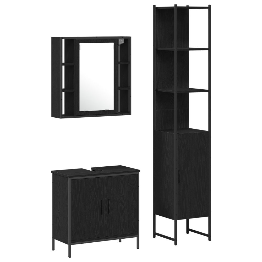 Cabinet Chiuvetă Baie vidaXL Stejar Negru 60x30x60 cm Lemn Prelucrat