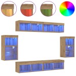 vidaXL Set comodă TV Pe perete 8 pcs stejar artizanal Lemn compozit