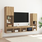 Dulap TV vidaXL cu lumini LED Stejar artizanal 40.5x30x102 cm Dulap TV vidaXL cu lumini LED Stejar artizanal 40.5x30x102 cm