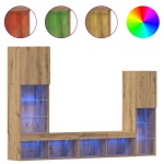 Dulap TV vidaXL cu lumini LED Stejar artizanal 40.5x30x102 cm Dulap TV vidaXL cu lumini LED Stejar artizanal 40.5x30x102 cm