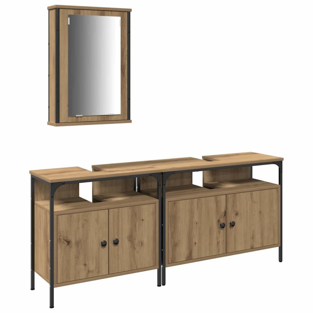 vidaXL Unități de vanitate pentru baie 3 pcs Maro 80 x 30 x 60 cm