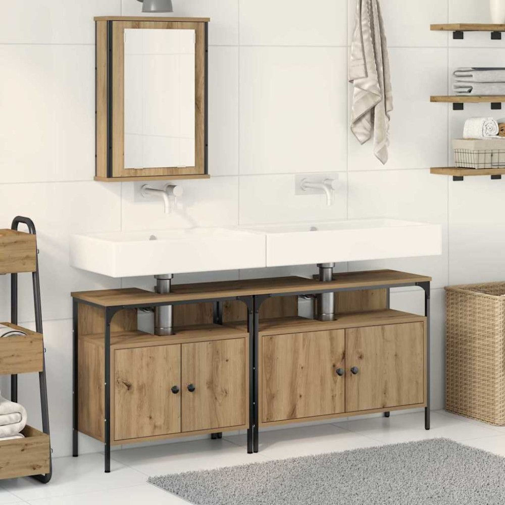 vidaXL Unități de vanitate pentru baie 3 pcs Maro 80 x 30 x 60 cm
