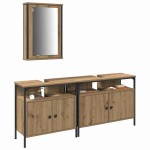 vidaXL Unități de vanitate pentru baie 3 pcs Maro 80 x 30 x 60 cm vidaXL Unități de vanitate pentru baie 3 pcs Maro 80 x 30 x 60 cm