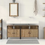 vidaXL Unități de vanitate pentru baie 3 pcs Maro 80 x 30 x 60 cm vidaXL Unități de vanitate pentru baie 3 pcs Maro 80 x 30 x 60 cm
