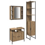 vidaXL Set dulap baie cu ușă 3 pcs stejar artizanal 33 x 33 x 185.5 cm vidaXL Set dulap baie cu ușă 3 pcs stejar artizanal 33 x 33 x 185.5 cm