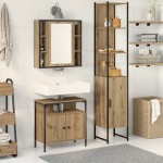 vidaXL Set dulap baie cu ușă 3 pcs stejar artizanal 33 x 33 x 185.5 cm vidaXL Set dulap baie cu ușă 3 pcs stejar artizanal 33 x 33 x 185.5 cm