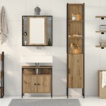 vidaXL Set dulap baie cu ușă 3 pcs stejar artizanal 33 x 33 x 185.5 cm vidaXL Set dulap baie cu ușă 3 pcs stejar artizanal 33 x 33 x 185.5 cm