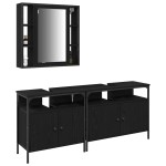 vidaXL Unități de vanitate pentru baie 3 pcs Negru 80 x 30 x 60 cm vidaXL Unități de vanitate pentru baie 3 pcs Negru 80 x 30 x 60 cm