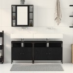 vidaXL Unități de vanitate pentru baie 3 pcs Negru 80 x 30 x 60 cm vidaXL Unități de vanitate pentru baie 3 pcs Negru 80 x 30 x 60 cm