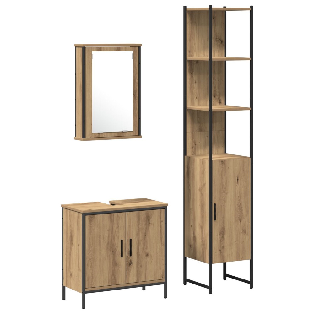 vidaXL Set de mobilier pentru baie 3 pcs Maro 33 x 33 x 185.5 cm