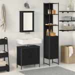 vidaXL Set de mobilier pentru baie 3 pcs Negru 33 x 33 x 185.5 cm vidaXL Set de mobilier pentru baie 3 pcs Negru 33 x 33 x 185.5 cm