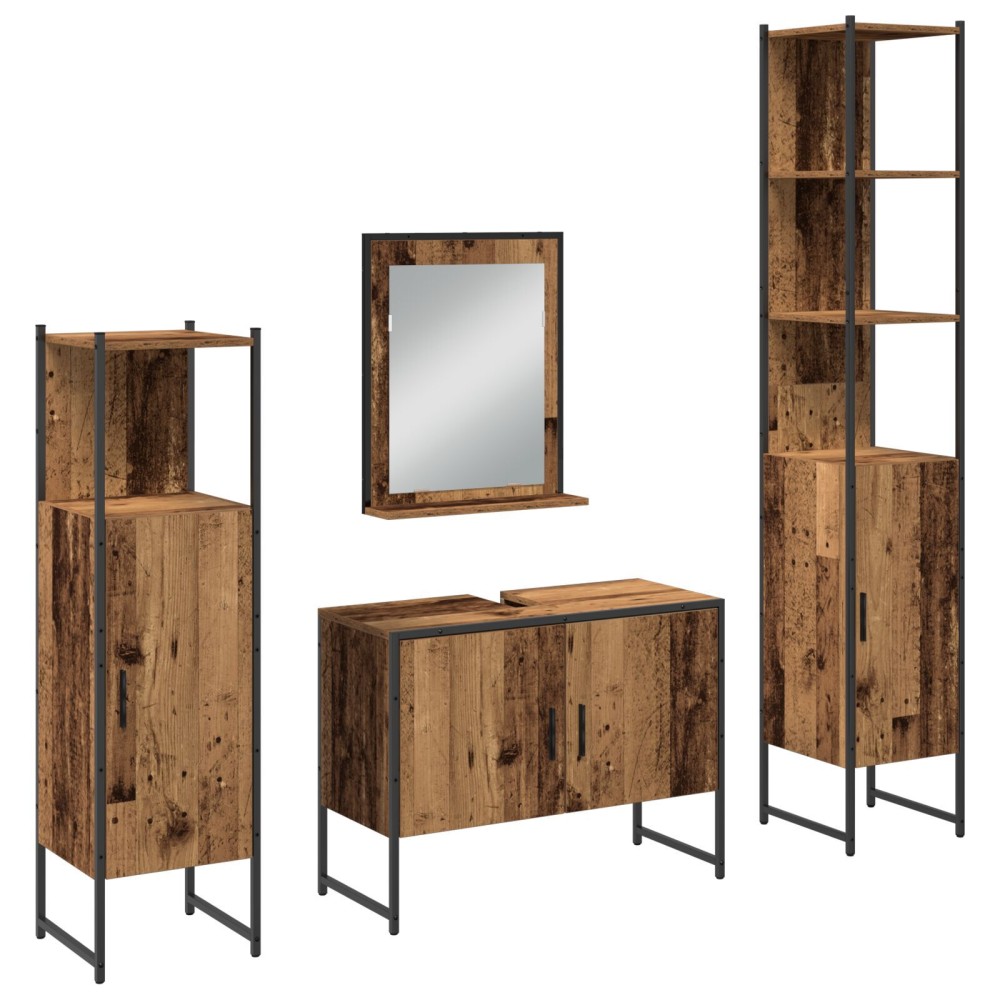vidaXL Set de mobilier pentru baie 4 pcs Maro 33 x 33 x 185.5 cm