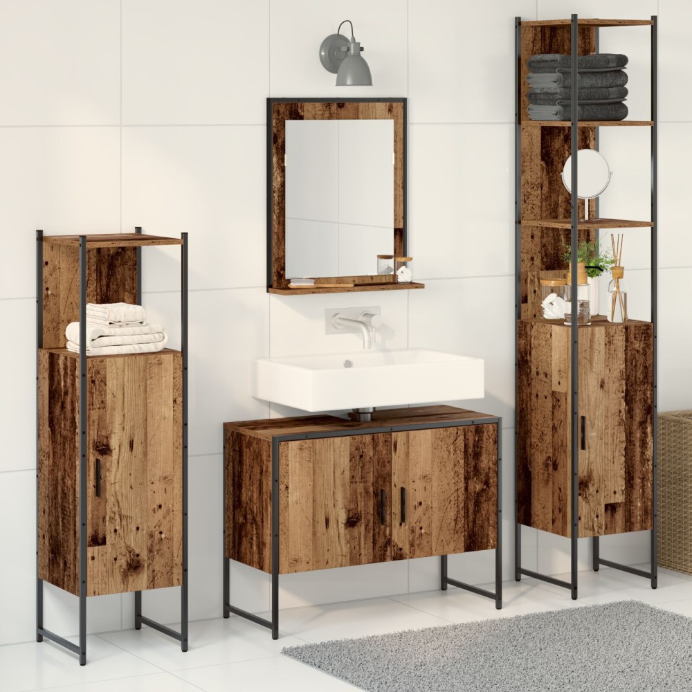 vidaXL Set de mobilier pentru baie 4 pcs Maro 33 x 33 x 185.5 cm
