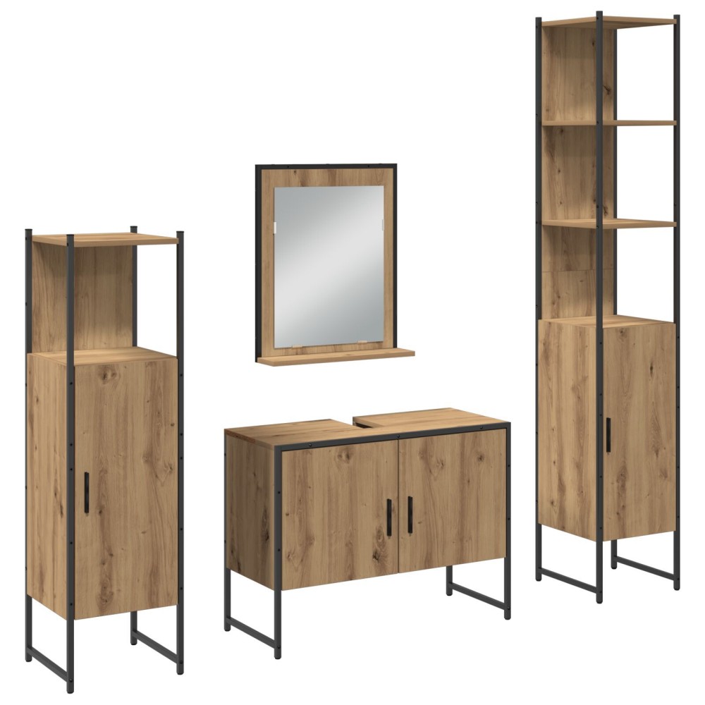 vidaXL Set de mobilier pentru baie 4 pcs Maro 33 x 33 x 185.5 cm