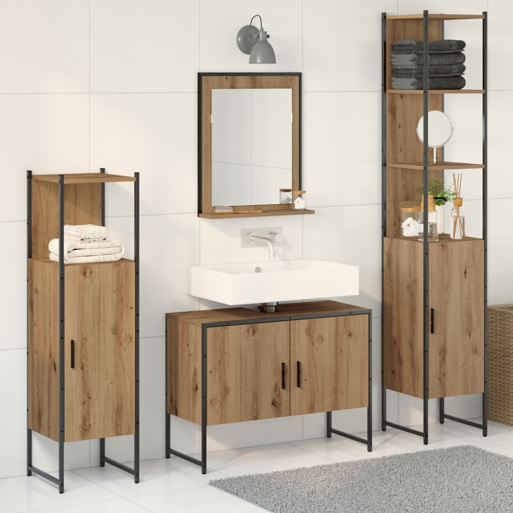 vidaXL Set de mobilier pentru baie 4 pcs Maro 33 x 33 x 185.5 cm