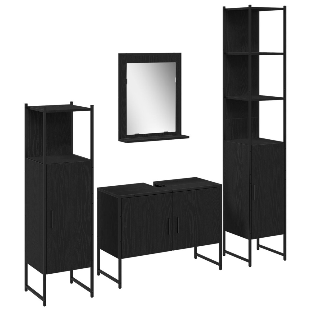 vidaXL Set de mobilier pentru baie 4 pcs Negru 33 x 33 x 185.5 cm