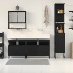 vidaXL Set de mobilier pentru baie cu raft cu ușă 4 pcs Stejar negru vidaXL Set de mobilier pentru baie cu raft cu ușă 4 pcs Stejar negru