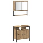 vidaXL Set de mobilier pentru baie cu raft 4 pcs stejar artizanal