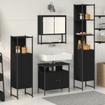 vidaXL Set de mobilier pentru baie cu raft cu ușă 4 pcs Stejar negru vidaXL Set de mobilier pentru baie cu raft cu ușă 4 pcs Stejar negru