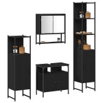 vidaXL Set de mobilier pentru baie cu raft cu ușă 4 pcs Stejar negru vidaXL Set de mobilier pentru baie cu raft cu ușă 4 pcs Stejar negru