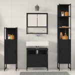 vidaXL Set de mobilier pentru baie cu raft cu ușă 4 pcs Stejar negru vidaXL Set de mobilier pentru baie cu raft cu ușă 4 pcs Stejar negru