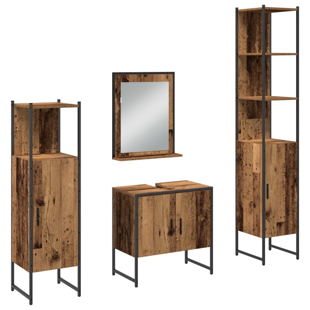vidaXL Set de mobilier pentru baie 4 pcs Maro 33 x 33 x 185.5 cm