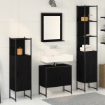 vidaXL Set de mobilier pentru baie 4 pcs Negru 33 x 33 x 185.5 cm vidaXL Set de mobilier pentru baie 4 pcs Negru 33 x 33 x 185.5 cm