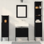 vidaXL Set de mobilier pentru baie 4 pcs Negru 33 x 33 x 185.5 cm vidaXL Set de mobilier pentru baie 4 pcs Negru 33 x 33 x 185.5 cm