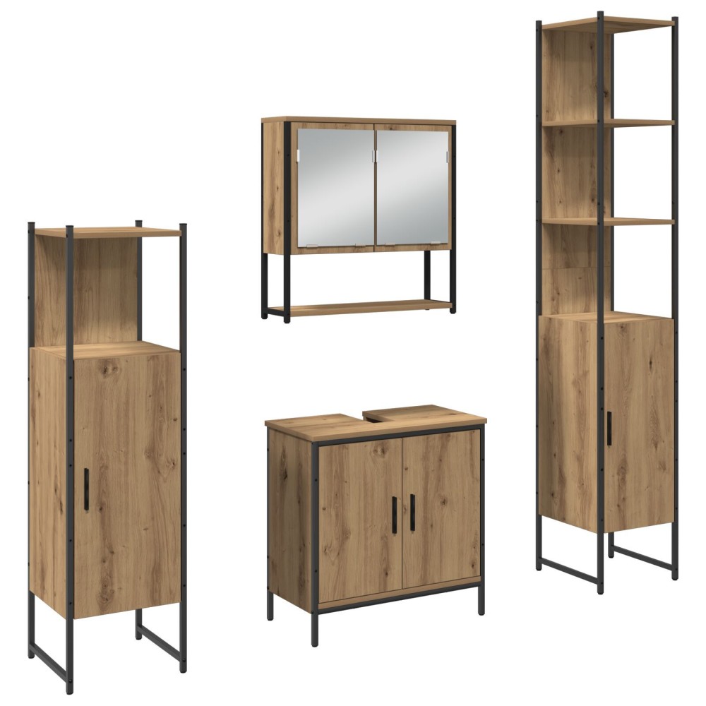 vidaXL Set de mobilier pentru baie 4 pcs Maro 33 x 33 x 185.5 cm