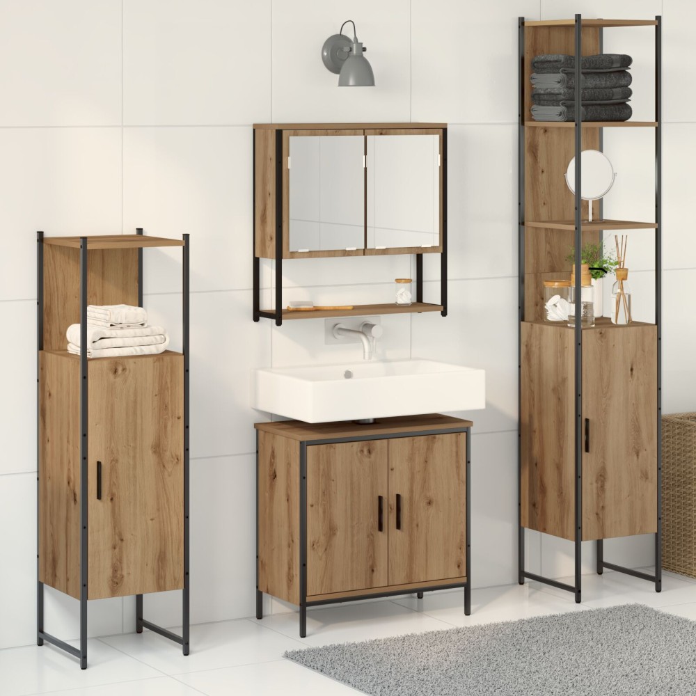 vidaXL Set de mobilier pentru baie 4 pcs Maro 33 x 33 x 185.5 cm