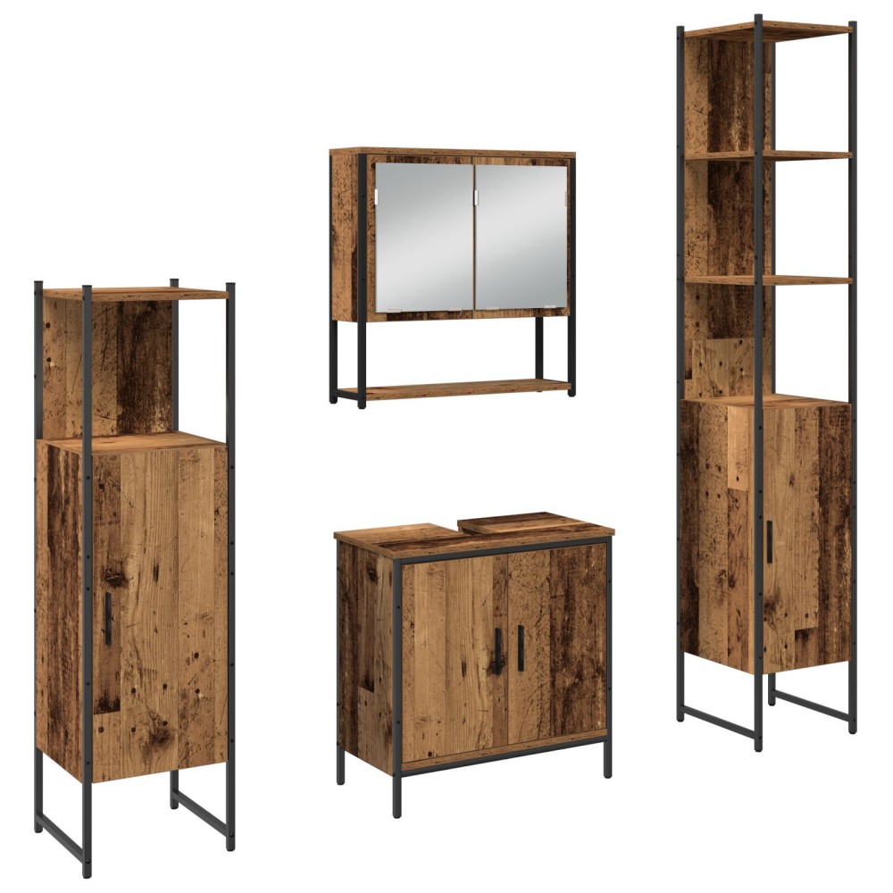 vidaXL Set de mobilier pentru baie 4 pcs Maro 33 x 33 x 185.5 cm