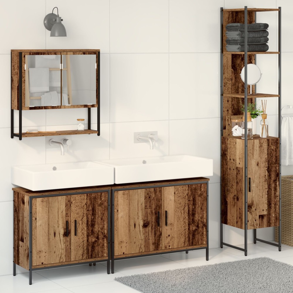 vidaXL Set de mobilier pentru baie 4 pcs Maro 33 x 33 x 185.5 cm