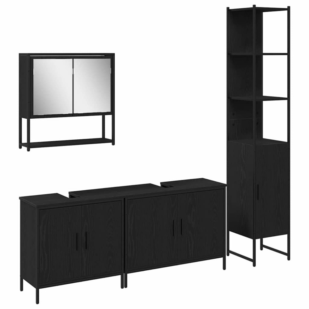 vidaXL Set de mobilier pentru baie 4 pcs Negru 33 x 33 x 185.5 cm