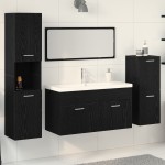 vidaXL Set de mobilier pentru baie 4 pcs Stejar Negru Lemn compozit
