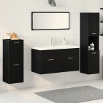 vidaXL Set de mobilier pentru baie 5 pcs Stejar Negru Lemn compozit