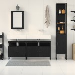 vidaXL Set de mobilier pentru baie cu raft cu ușă 4 pcs Stejar negru vidaXL Set de mobilier pentru baie cu raft cu ușă 4 pcs Stejar negru