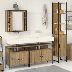 vidaXL Set dulap baie cu ușă 4 pcs stejar artizanal 33 x 33 x 185.5 cm vidaXL Set dulap baie cu ușă 4 pcs stejar artizanal 33 x 33 x 185.5 cm