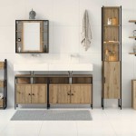 vidaXL Set dulap baie cu ușă 4 pcs stejar artizanal 33 x 33 x 185.5 cm vidaXL Set dulap baie cu ușă 4 pcs stejar artizanal 33 x 33 x 185.5 cm