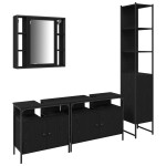 vidaXL Set dulap baie cu raft 4 pcs Stejar negru 33 x 33 x 185.5 cm vidaXL Set dulap baie cu raft 4 pcs Stejar negru 33 x 33 x 185.5 cm