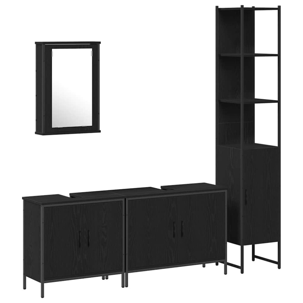 vidaXL Set de mobilier pentru baie 4 pcs Negru 33 x 33 x 185.5 cm