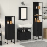 vidaXL Set de mobilier pentru baie cu raft cu ușă 4 pcs Stejar negru vidaXL Set de mobilier pentru baie cu raft cu ușă 4 pcs Stejar negru