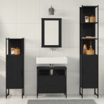 vidaXL Set de mobilier pentru baie cu raft cu ușă 4 pcs Stejar negru vidaXL Set de mobilier pentru baie cu raft cu ușă 4 pcs Stejar negru